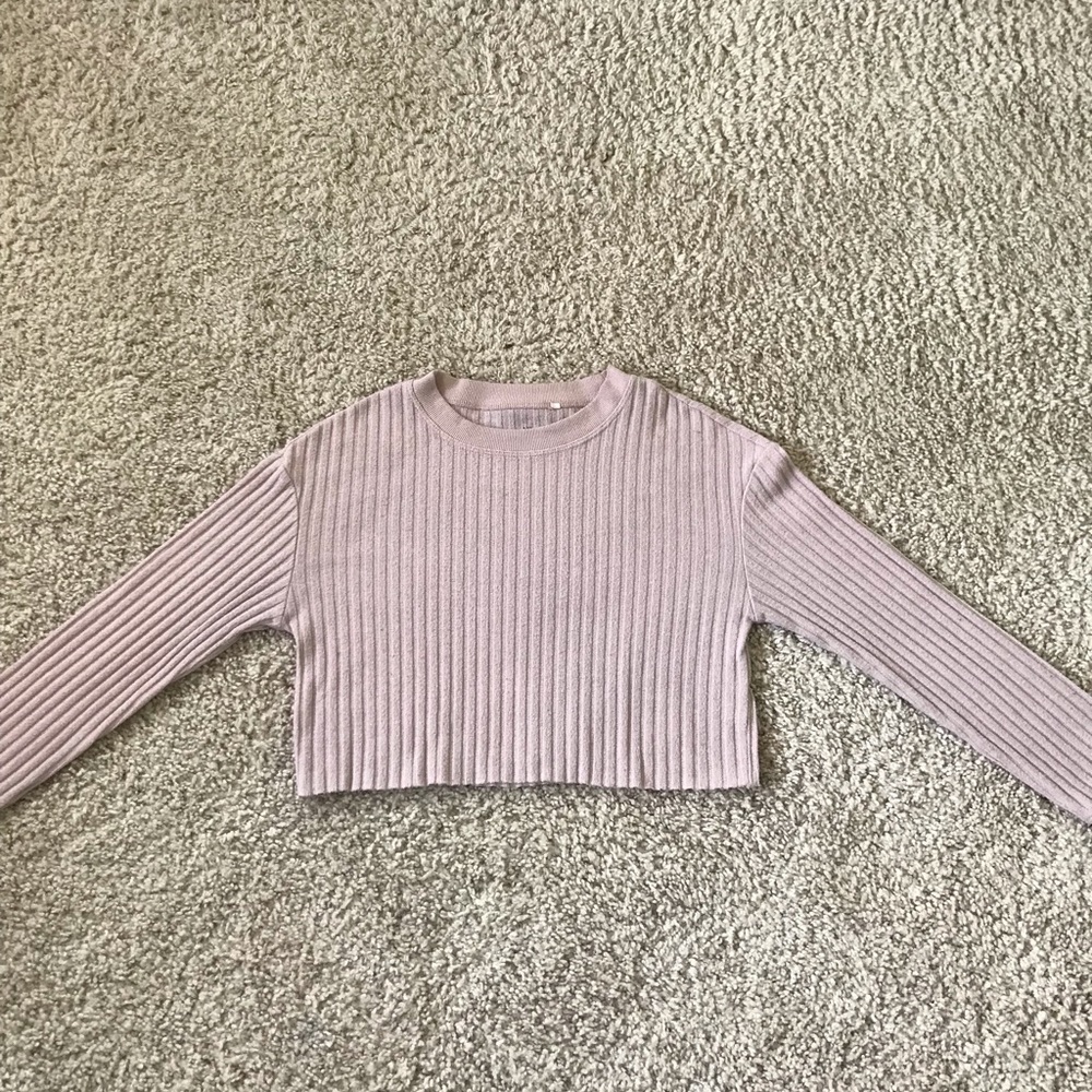 Light Pink Long Sleeve Crop Top